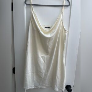 Cream Sleeveless Cowl Neck Dress